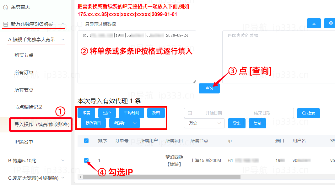 光子平台批量导入管理IP线路
