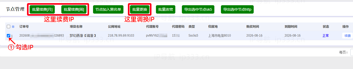 优享云平台查看所有已开IP线路